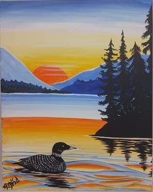 Loon Lake Sunset — Painting