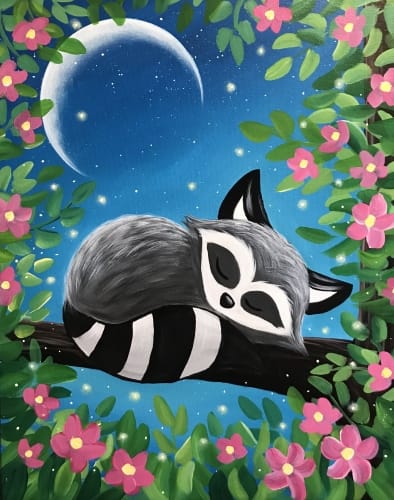 Restful raccoon — Painting