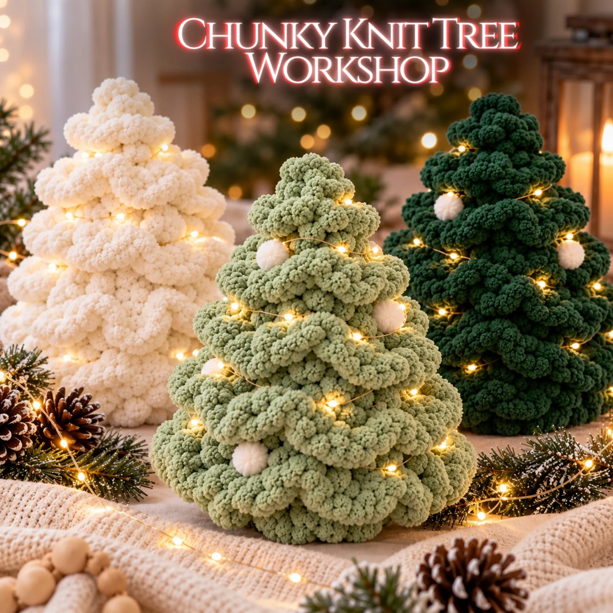 Hand Knit Chunky Tree Workshop with Family & Friends in Upland — Painting