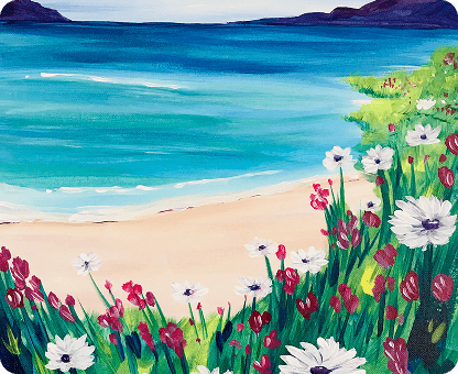 Paint and sip experience featuring paintings and group activities