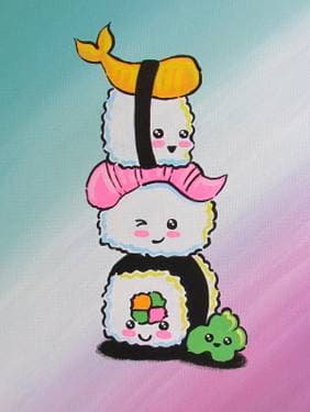 Kawaii Sushi Stack - Paint and sip event at Katsuya L.A. Live | Downtown in Los Angeles, CA - PaintNite.com