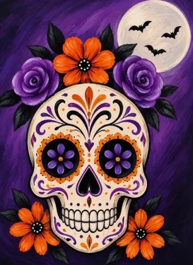 Skulls and roses — Painting