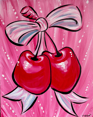 Cherries and Bow - Paint and sip event at Parktown Pizza Willow Glen in San Jose, CA - PaintNite.com