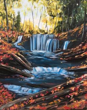 Fall Waterfalls - Paint and sip event at Cap's Oak Street Bar & Grill in Brentwood, CA - PaintNite.com