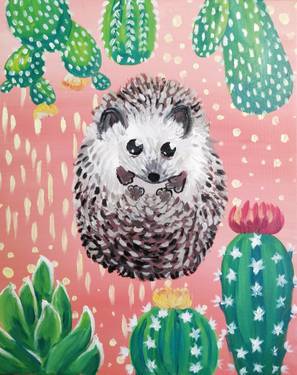 Paint Nite: Hedgehog Cactus Chaos — Painting
