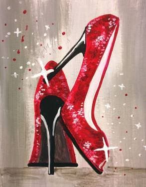 Let's Dance in Red Sparkling Shoes - Paint and sip event at Mr Mikes Steakhouse in Saskatoon, SK - PaintNite.com