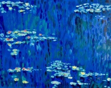 Monet's Blue Water Lilies - Paint Nite event in Santa Rosa Ave, CA