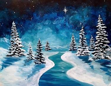Silent Night River — Painting