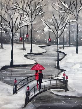 Loving You through the (Snow) Storm - Paint and sip event at Boston Pizza Courtneypark Mississauga in Mississauga, ON - PaintNite.com