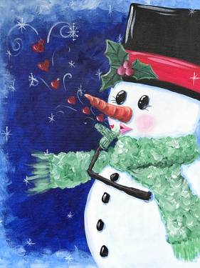 Snowman Kisses — Painting