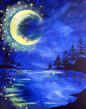 Winter moon blues — Painting