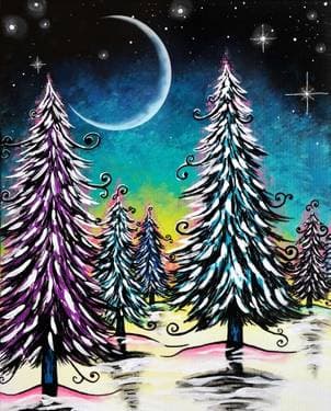 Snowy Moonlight - Paint and sip event at Wan Wang Restaurant in Worcester, MA - PaintNite.com