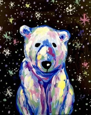 Beary Colorful Polar Bear - Paint and sip event at BloNo Pizza Co. in Normal, IL - PaintNite.com