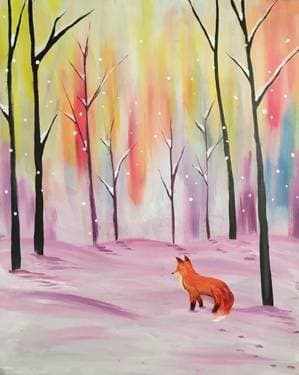Snowy Fox Forest - Paint Nite event in Rocklin, CA