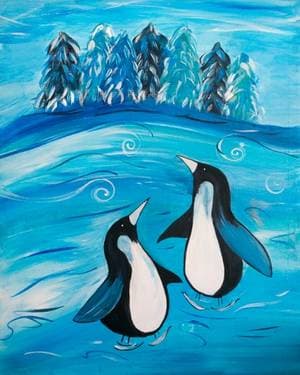 Penguins Snow Day Skating - Paint and sip event at The Canadian Brewhouse - Ellerslie in Edmonton, AB - PaintNite.com