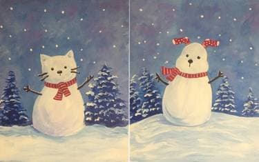Cat, Dog Snowman Partner Painting with Melody Gillespie