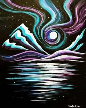 Aurora Moonlit Mountains