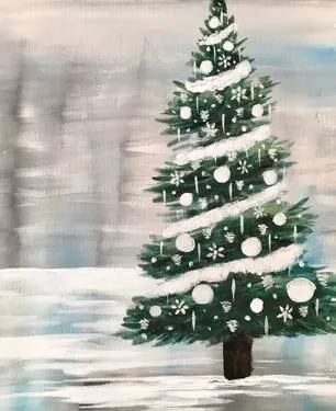 White Christmas Tree at Charley's Place — Painting