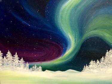 Winter Bright Northern Lights at Diana's Oyster Bar - Markham — Painting