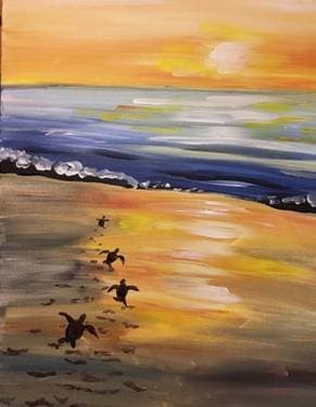 Turtles into the Sunset - Paint and sip event at Tepeyolot Cerveceria in Jacksonville, FL - PaintNite.com