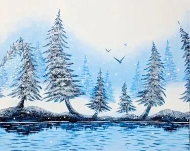 Sunday Twilight Snow Dust — Painting