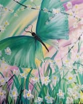 Green Butterfly with White Blossoms thumbnail