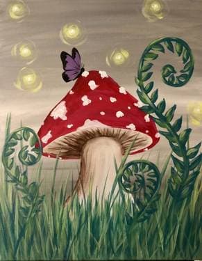Whimsical Mushroom Garden - Paint and sip event at Nu Kitchen (Worcester) in Worcester, MA - PaintNite.com