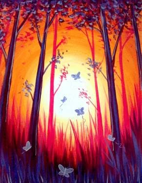 Butterfly Forest - Paint and sip event at Applebees in Chico, CA - PaintNite.com