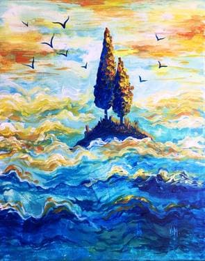 Orange Sunset Seascape - Paint Nite event in Maple Ridge, BC