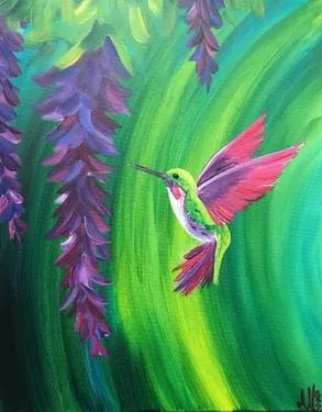Swallow-Tailed Hummingbird at Mtn. Mike's on Montgomery in SRosa — Painting