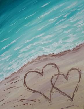 Two hearts in the sand - Paint Nite event in Columbia, MD