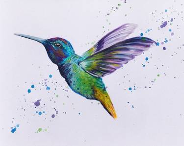 Hummingbird Takes Flight — Painting