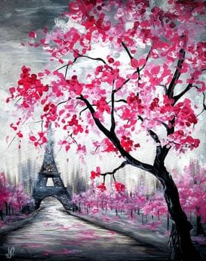 Blossoms in Paris V - Paint and sip event at Kelseys Grandpark in MISSISSAUGA, ON - PaintNite.com