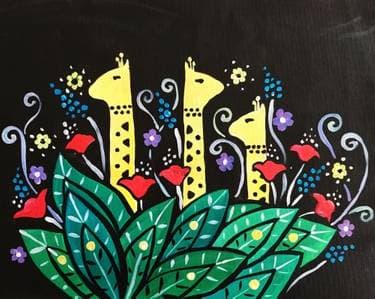 Folk Giraffes in Foliage - Paint and sip event at Logan's Roadhouse Chico in Chico, CA - PaintNite.com