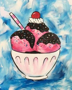 Strawberry Ice cream Sundae - Paint and sip event at icyvibes in Dollard-des-Ormeaux, QC - PaintNite.com