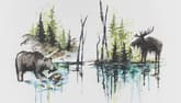 Claire The Bear Meets Bruce The Moose - Partner Painting thumbnail