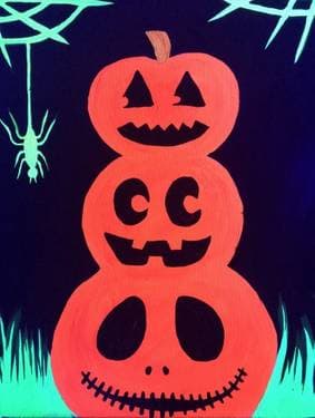 Black Light Pumpkin Patch - Paint and sip event at Pizza Hut in Pittsburgh , PA - PaintNite.com