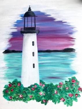 Lighthouse Sunset By The Sea - Paint and sip event at Ristorante Di Parma in Hayward, CA - PaintNite.com