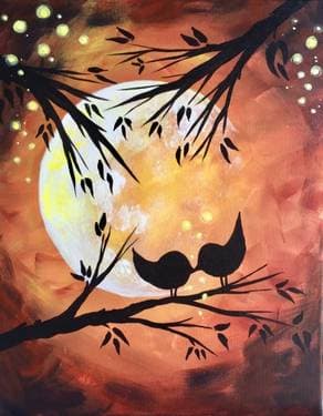 Fall Moon Magic Kissy Kissy - Paint Nite event in Davenport, IA