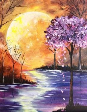 Last Bloom Under A Magical Moon - Paint and sip event at Hop Riot in Wheatland, CA - PaintNite.com
