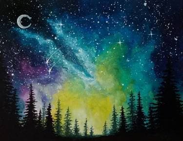 Moonlit Forest Milky Way - Paint and sip event at Starlite Lounge in GLENDALE, AZ - PaintNite.com