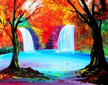 Autumn Waterfalls - Paint and sip event at Palooza Brewery & Gastropub in KENWOOD, CA - PaintNite.com