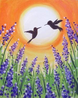 Hummingbirds over Lavenders - Paint Nite event in Encino, CA