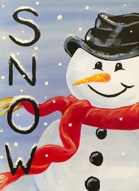 SNOWman with a red scarf - Paint Nite event in MILLBURY, MA