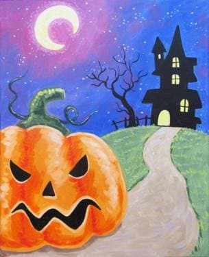 Spooky Pumpkin, Spooky House - Paint and sip event at The Rec Room in Burnaby , BC - PaintNite.com