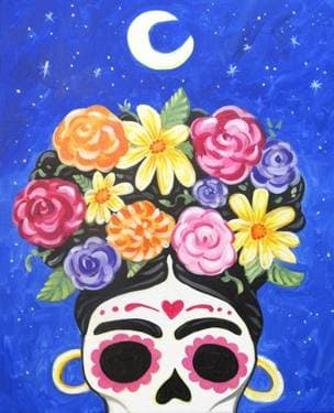 Calavera de Frida "Sugar Skull" - Paint Nite event in Upland, CA