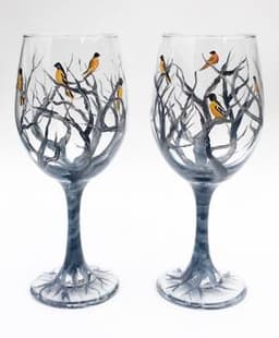 Orioles in the Branches Wine Glasses thumbnail