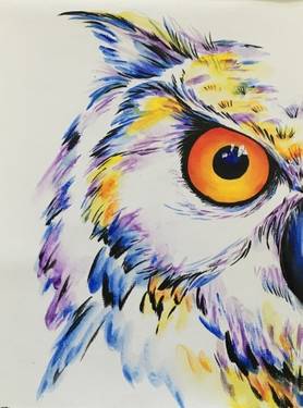 White Horned Owl — Painting