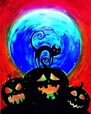 Special Blacklight Event HALLOWEEN Pumpkins - Paint and sip event at Gallo Colombian Restaurant in Patchogue, NY - PaintNite.com