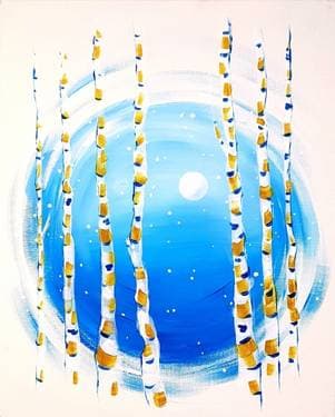 Winter Birch Trees with Gold - Paint and sip event at Birchwood Grill in Kenosha, WI - PaintNite.com